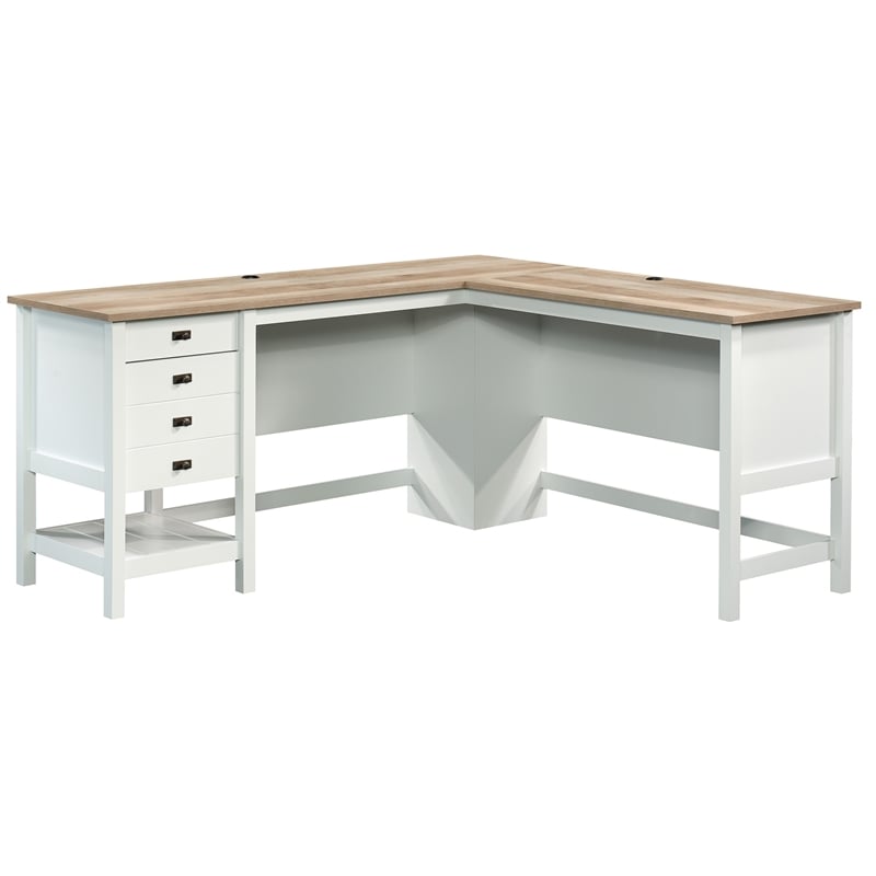 Sauder Cottage Road Engineered Wood L-Shaped Home Office Desk in Soft White