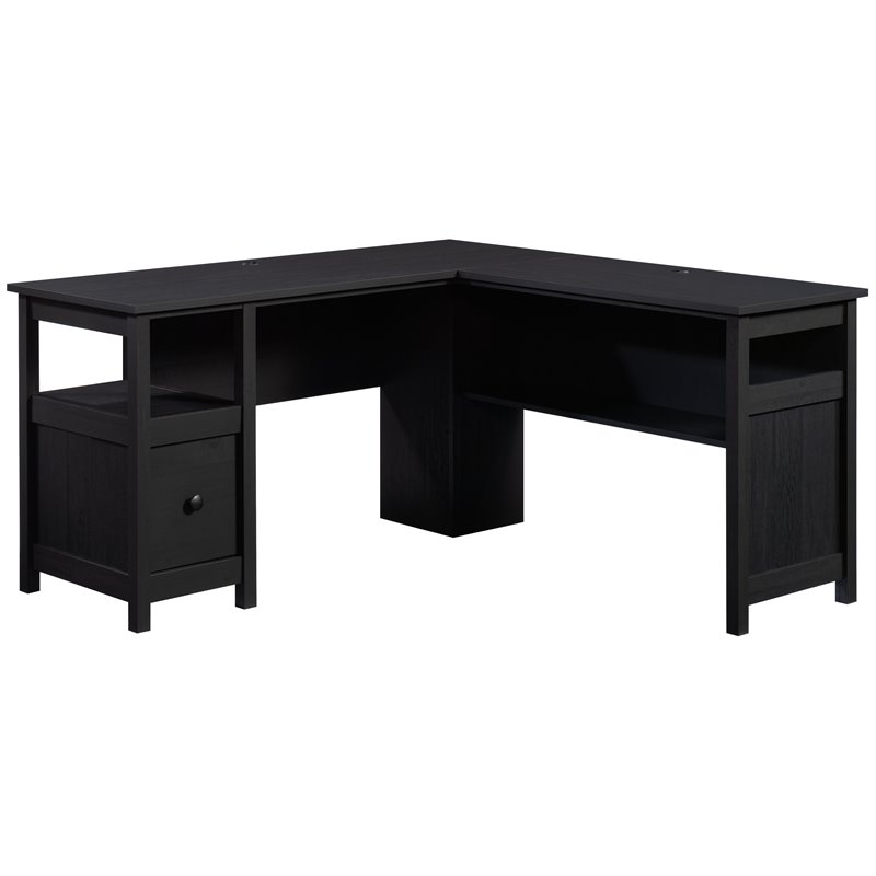 Sauder Dawson Trail Engineered Wood L-Shaped Computer Desk in Raven Oak