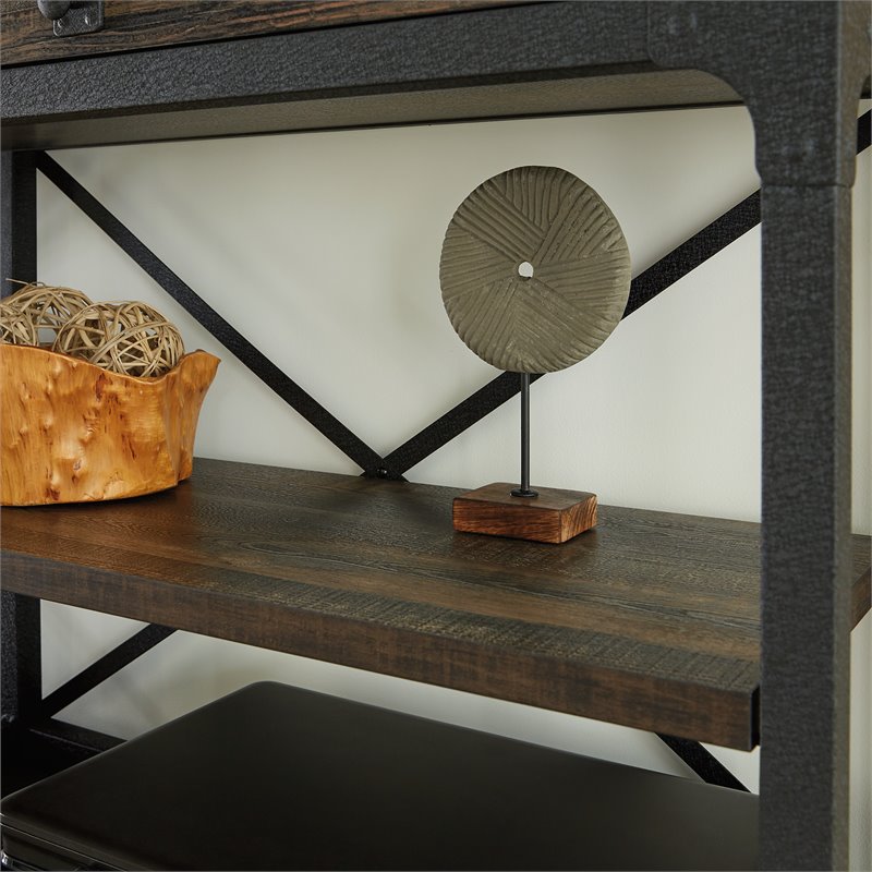 Sauder Steel River Engineered Wood Large Hutch in Carbon Oak Finish