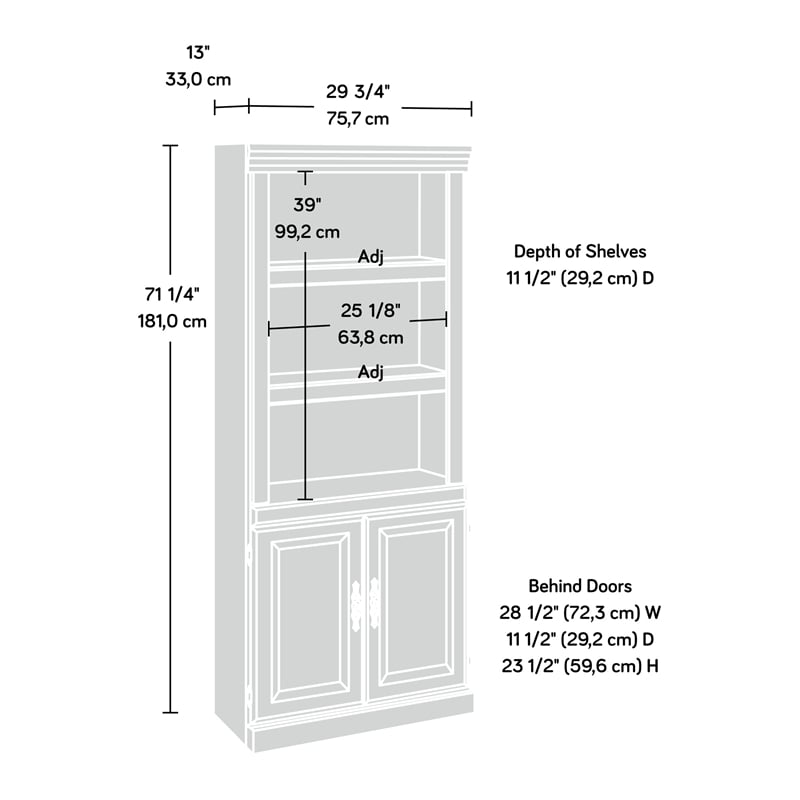 Sauder Heritage Hill Engineered Wood 5-Shelf Bookcase in Classic Cherry