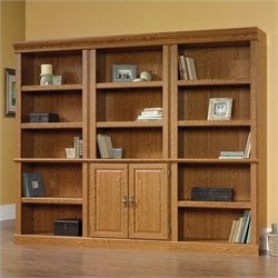 Sauder Orchard Hills 3 Shelves Wood Bookshelf w/Storage Carolina Oak 