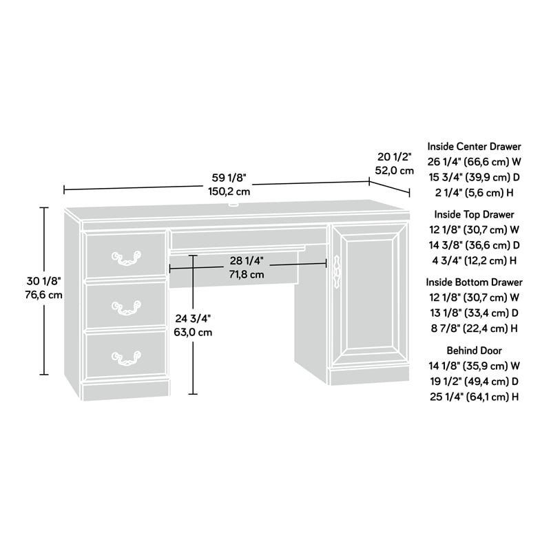 Sauder Heritage Hill Engineered Wood Computer Credenza in Classic Cherry