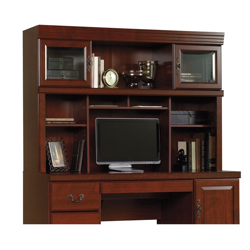 Sauder Heritage Hill Engineered Wood Computer Hutch in Classic Cherry