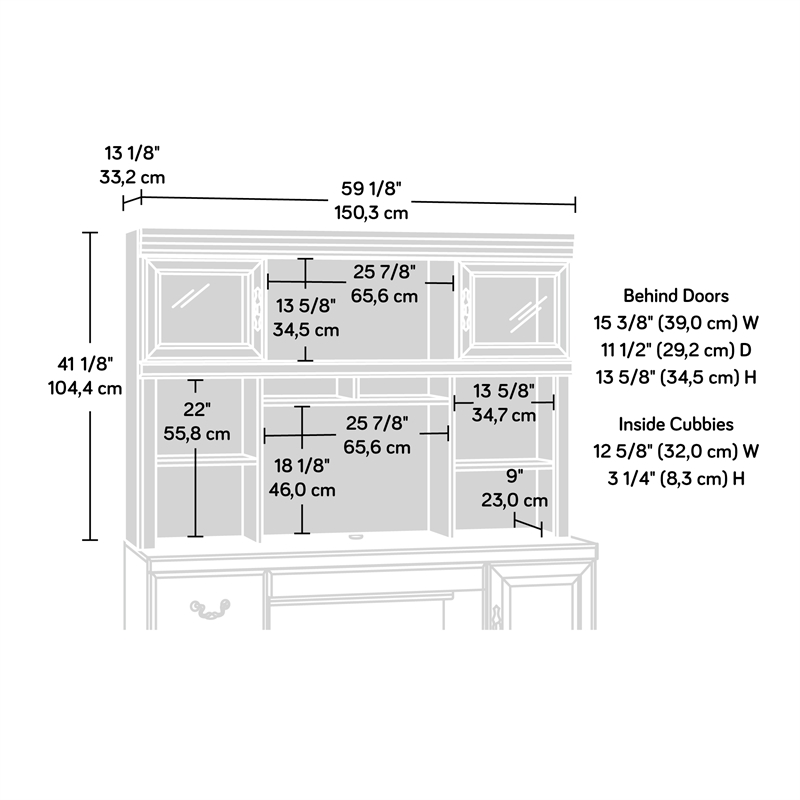 Sauder Heritage Hill Engineered Wood Computer Hutch in Classic Cherry
