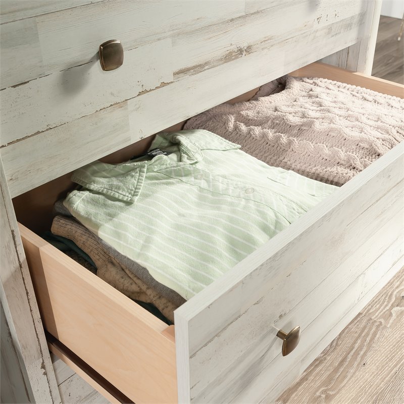 Sauder River Ranch Engineered Wood 4 Drawer Chest in White Plank