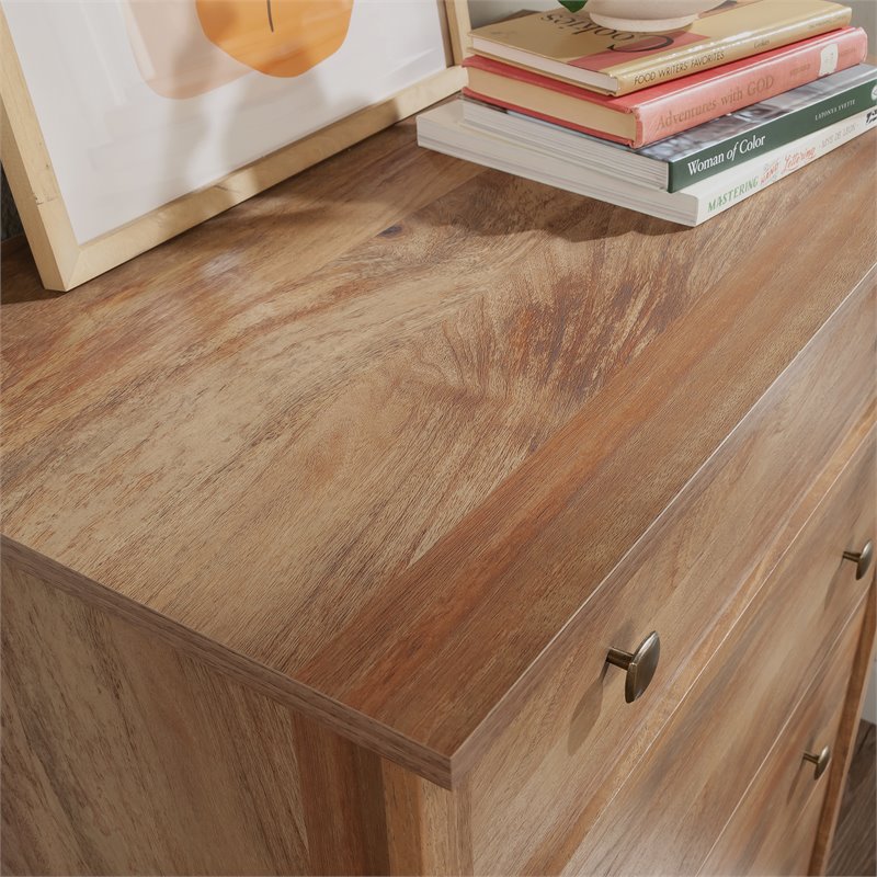 Sauder River Ranch Engineered Wood 4 Drawer Chest in Sindoori Mango/Natural