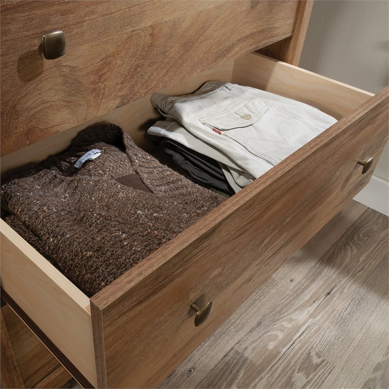 Sauder River Ranch Engineered Wood 4 Drawer Chest in Sindoori Mango/Natural