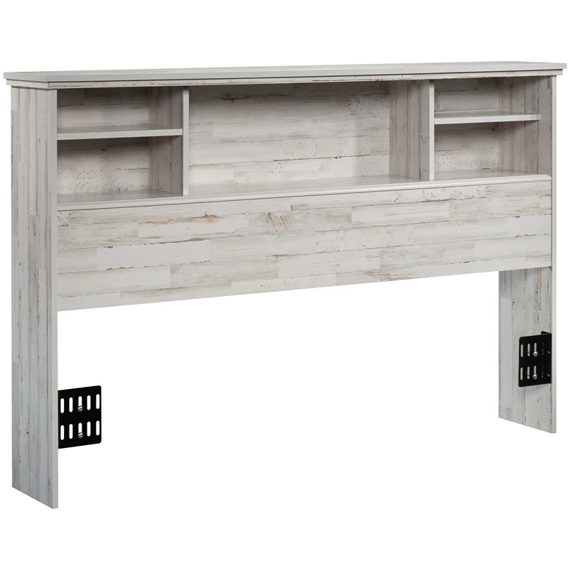 Sauder River Ranch Engineered Wood Full-Queen Bookcase Headboard in White Plank