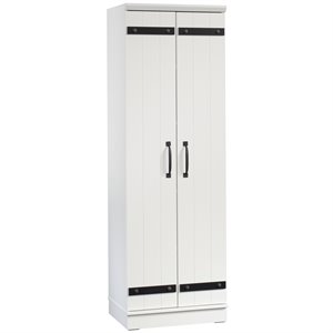 Sauder HomePlus 2-Barn Door Engineered Wood Narrow Storage Cabinet in Soft White