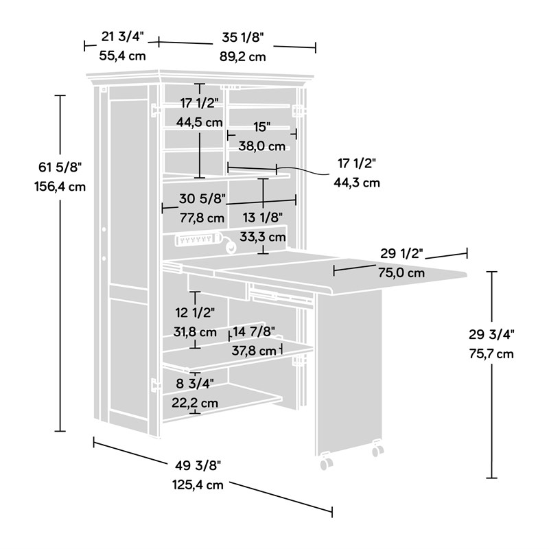 Sauder Select Engineered Wood Storage Craft Armoire in Mystic Oak