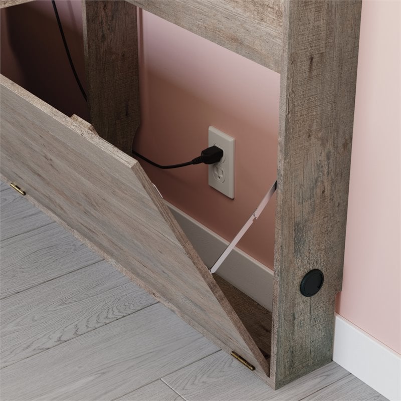Sauder Steel River Engineered Wood Entertainment Wall in Weathered Wood/Natural