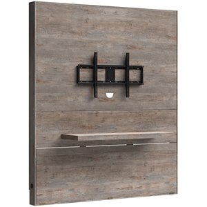 Sauder Steel River Engineered Wood Entertainment Wall in Weathered Wood/Natural