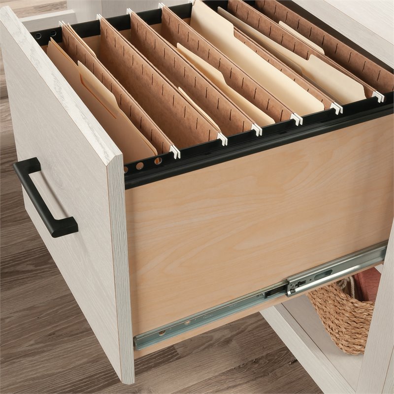 Sauder Summit Station Engineered Wood L-Shaped Desk in Glacier Oak