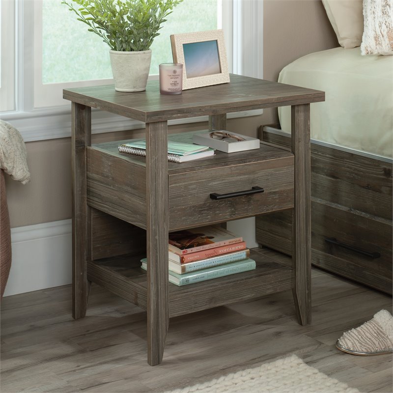 Sauder Summit Station Engineered Wood Night Stand in Pebble Pine