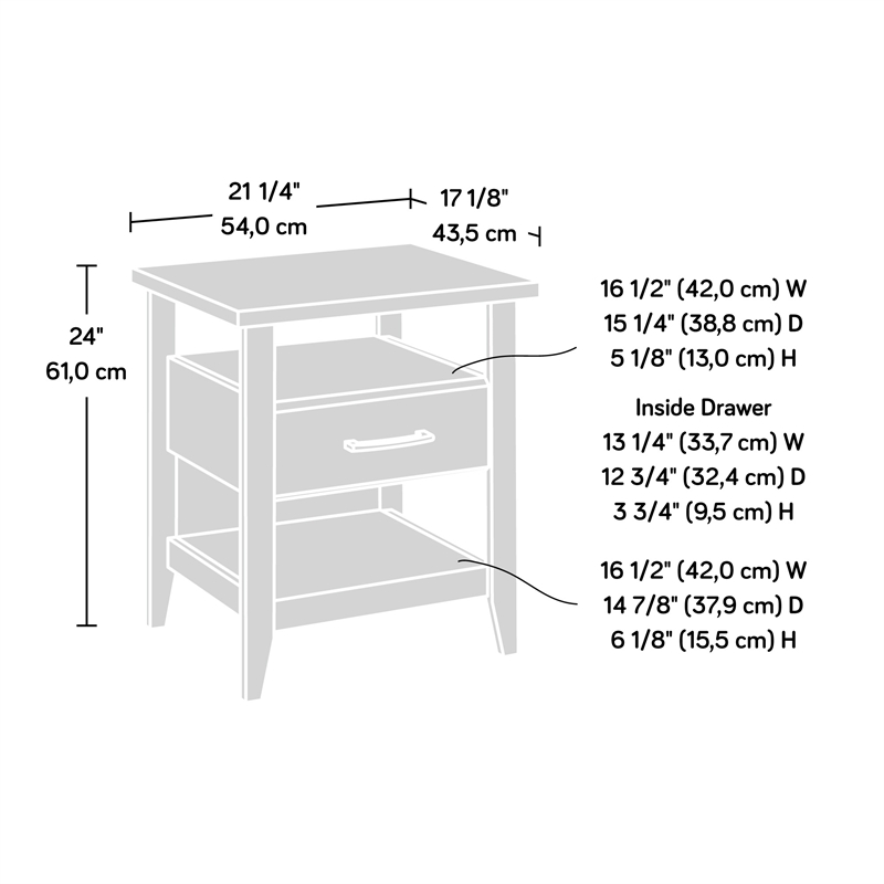 Sauder Summit Station Engineered Wood Night Stand in Pebble Pine