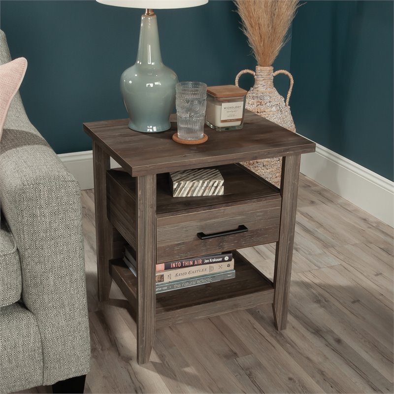 Sauder Summit Station Engineered Wood Night Stand in Pebble Pine