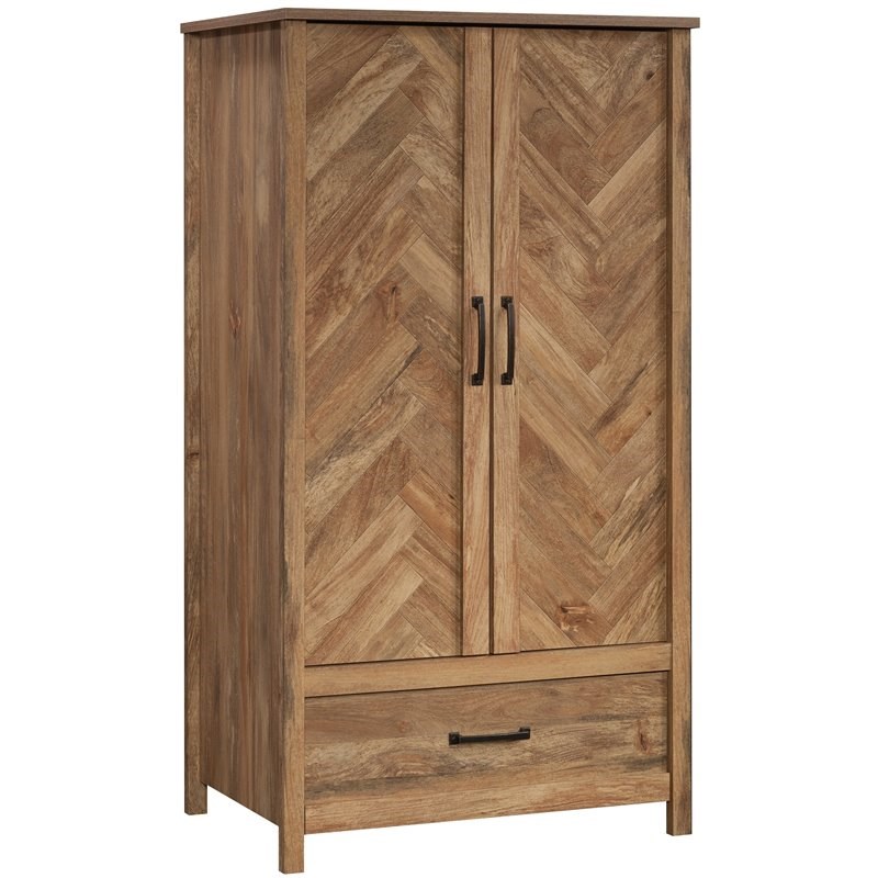 Sauder Cannery Bridge Engineered Wood Bedroom Armoire in Sindoori Mango/Natural