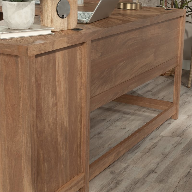 Sauder Cannery Bridge Engineered Wood L-Shaped Desk in Sindoori Mango/Brown