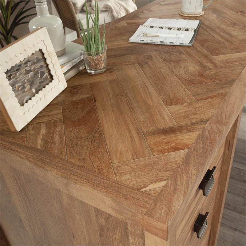Sauder Cannery Bridge Engineered Wood L-Shaped Desk in Sindoori Mango/Brown