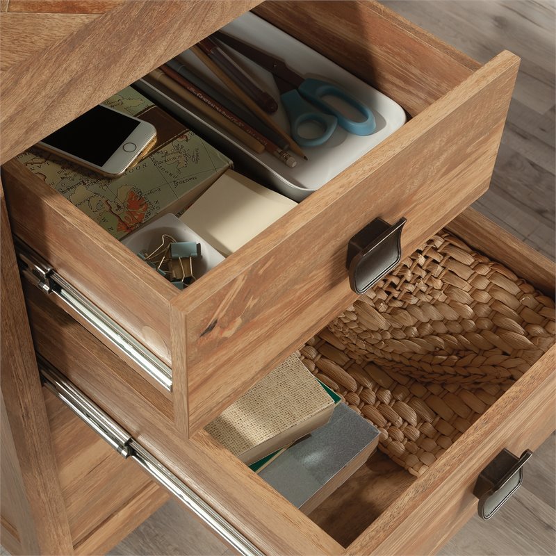 Sauder Cannery Bridge Engineered Wood L-Shaped Desk in Sindoori Mango/Brown