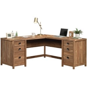 Sauder Cannery Bridge Engineered Wood L-Shaped Desk in Sindoori Mango/Brown