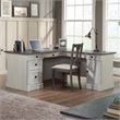Sauder Palladia Engineered Wood L-Shaped Desk in Glacier Oak/Rosso Slate Accents