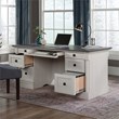 Sauder Palladia Engineered Wood Executive Desk in Glacier Oak/Rosso Slate Accent