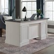 Sauder Palladia Engineered Wood Executive Desk in Glacier Oak/Rosso Slate Accent