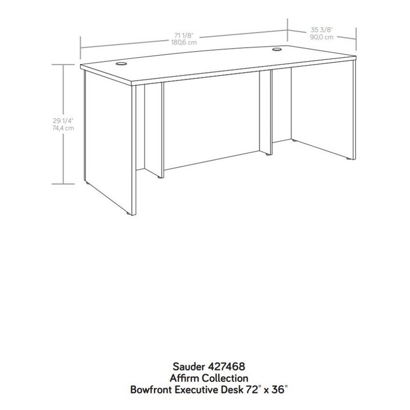 Sauder Affirm Engineered Wood Bowfront Executive Desk in Hudson Elm/Brown