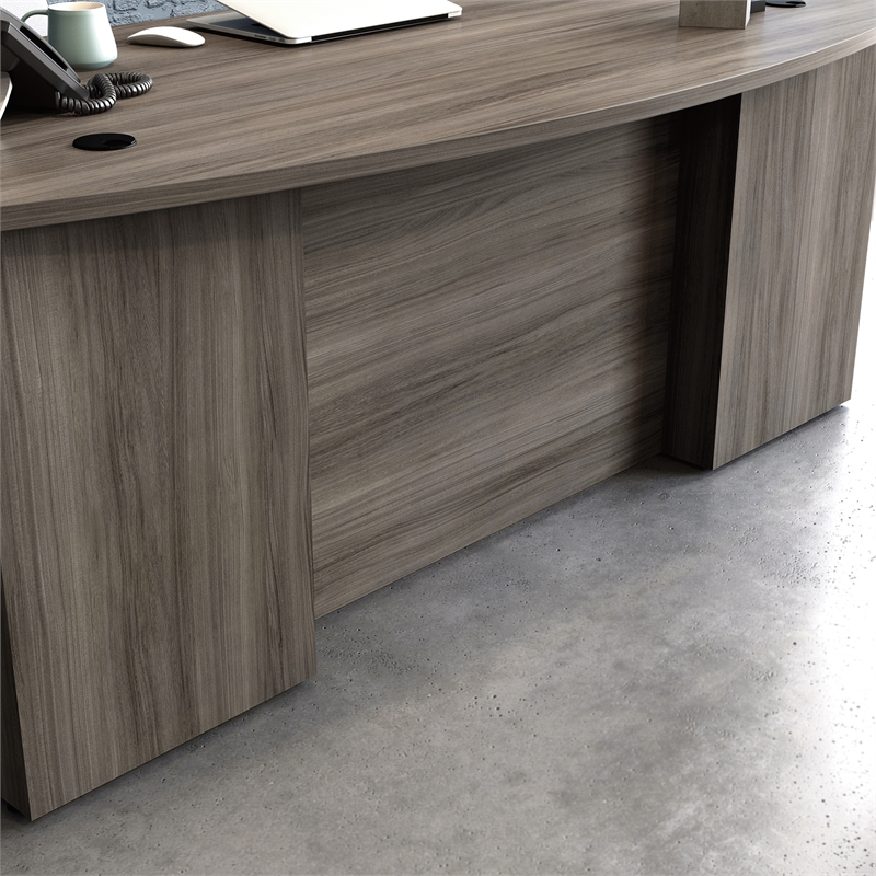Sauder Affirm Engineered Wood Bowfront Executive Desk in Hudson Elm/Brown