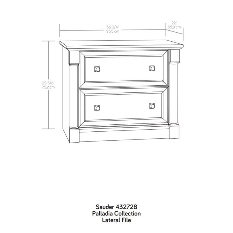 Sauder Palladia Engineered Wood Filing Cabinet in Glacier Oak/Rosso Slate Accent