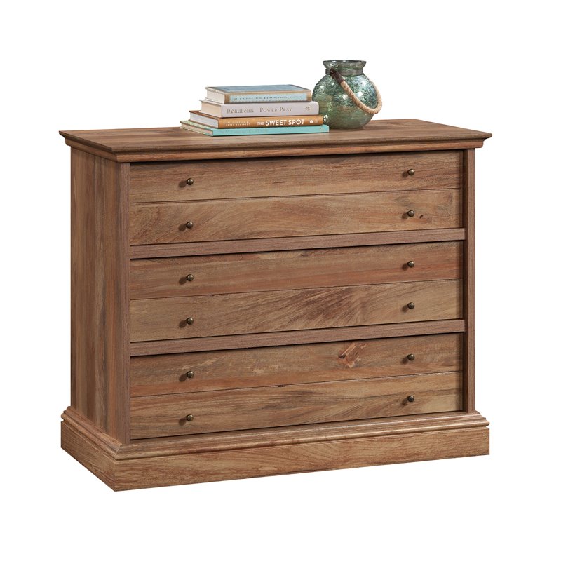 Sauder Barrister Lane Engineered Wood 3-Drawer Chest in Sindoori Mango/Brown