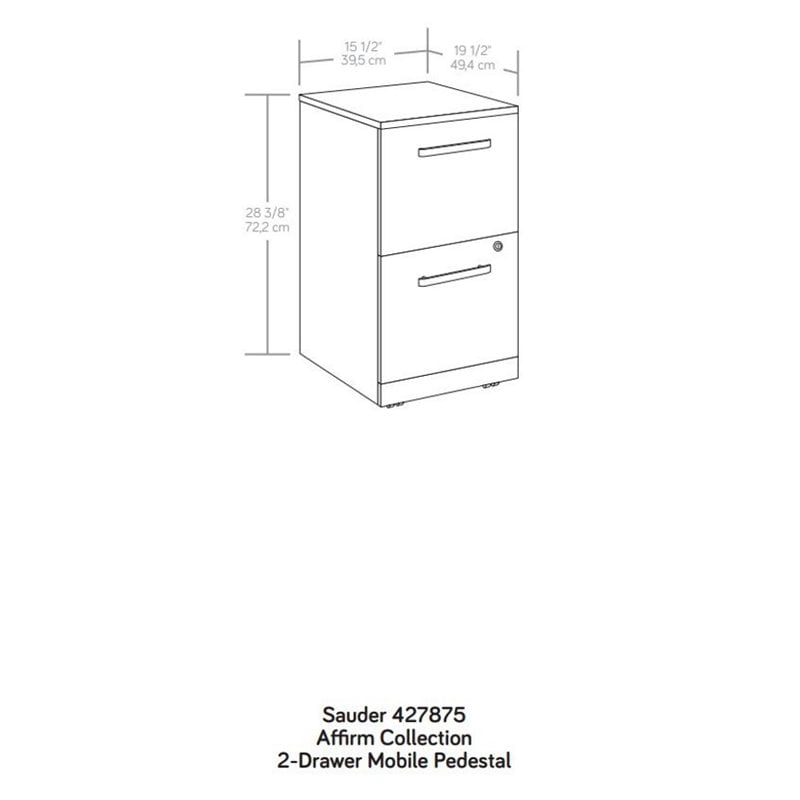 Sauder Affirm Engineered Wood 2-Drawer Mobile Filing Cabinet in Noble Elm/Brown