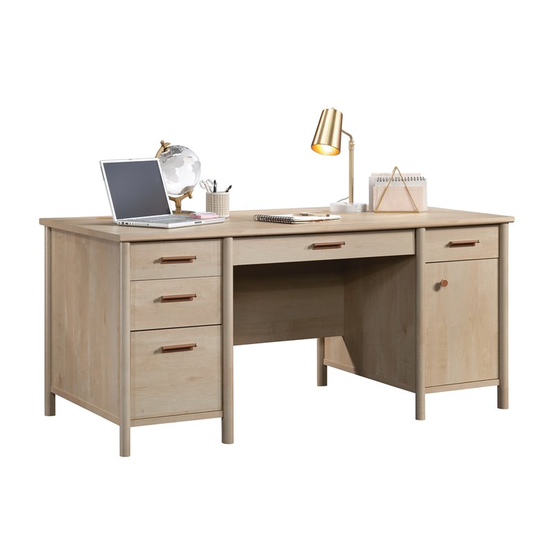 Sauder Whitaker Point Engineered Wood Executive Desk in Natural Maple