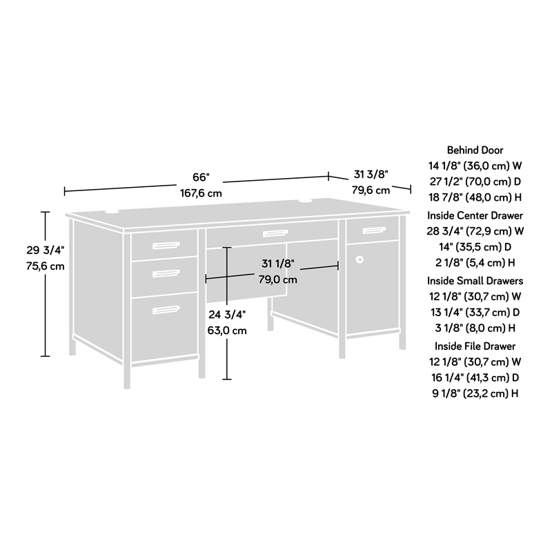 Sauder Whitaker Point Engineered Wood Executive Desk in Natural Maple