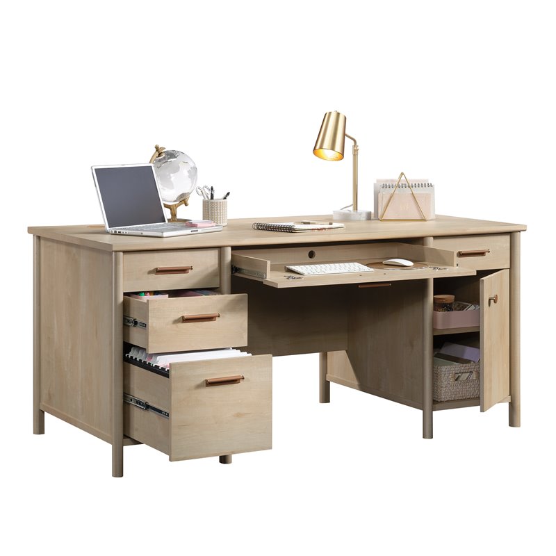 Sauder Whitaker Point Engineered Wood Executive Desk in Natural Maple