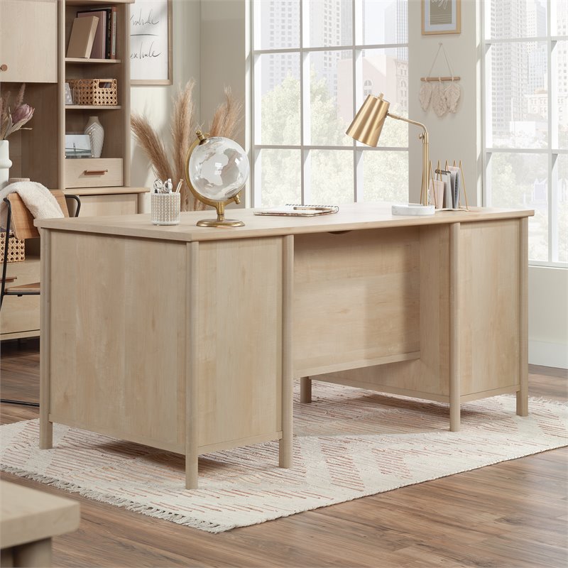 Sauder Whitaker Point Engineered Wood Executive Desk in Natural Maple