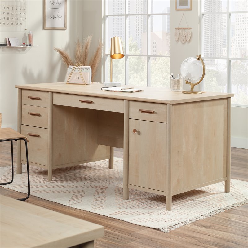 Sauder Whitaker Point Engineered Wood Executive Desk in Natural Maple