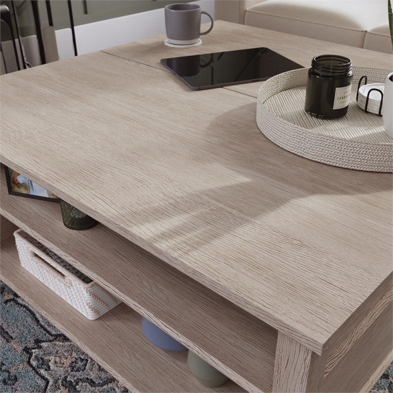 Sauder East Adara Engineered Wood Lift Top Coffee Table in Cascade Oak Finish