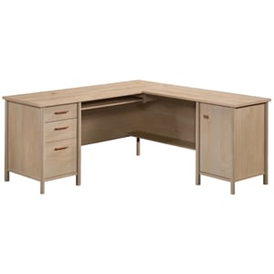 Sauder Whitaker Point Engineered Wood L-Desk in Natural Maple Finish