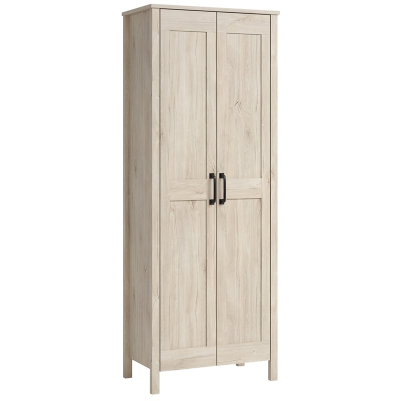 Sauder Engineered Wood 2-Door Storage Cabinet in Chalk Oak Finish