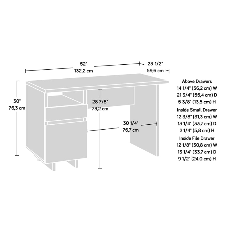 Sauder Select Engineered Wood Desk in Haze Acacia/Natural Finish