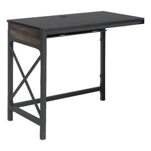 Sauder Foundry Road Engineered Wood/Metal 36&quot Desk Return in Carbon Oak