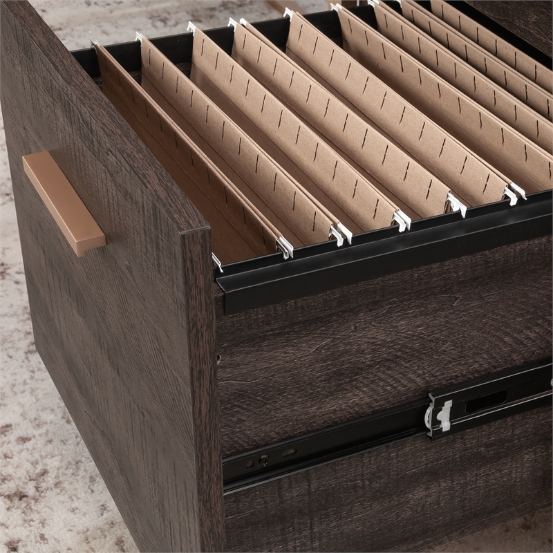 Sauder Walter Heights Engineered Wood L-Desk in Blade Walnut
