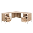 Sauder Loft Engineered Wood L-Desk in Kiln Acacia-Brown Finish