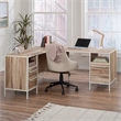 Sauder Loft Engineered Wood L-Desk in Kiln Acacia-Brown Finish