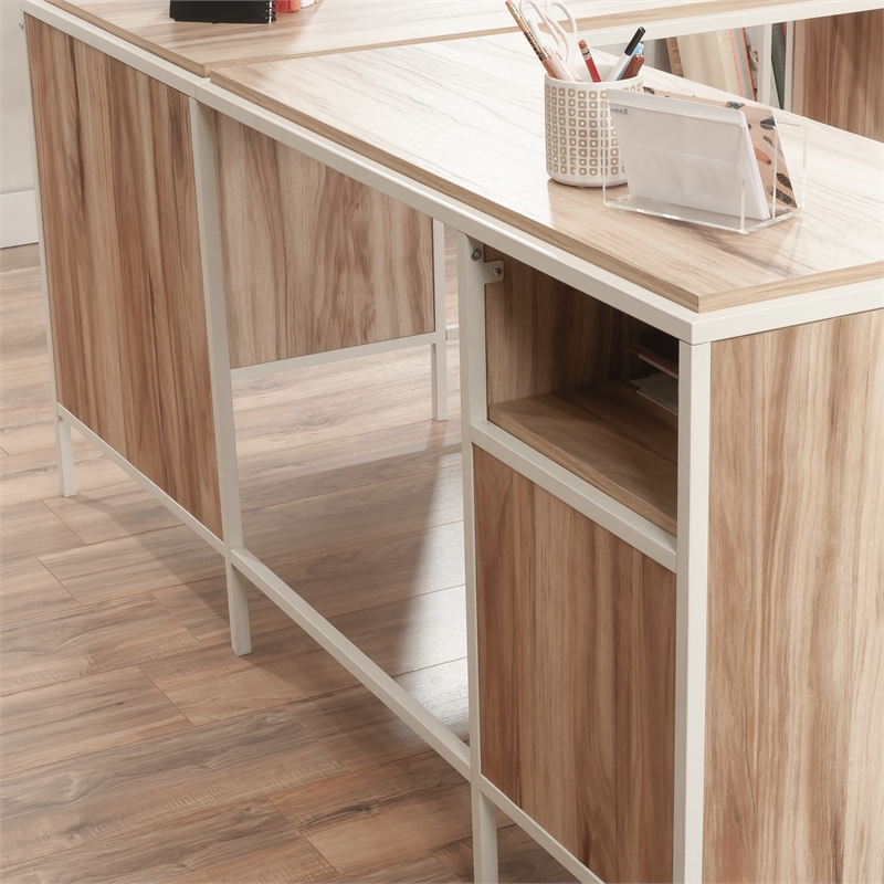 Sauder Loft Engineered Wood L-Desk in Kiln Acacia-Brown Finish