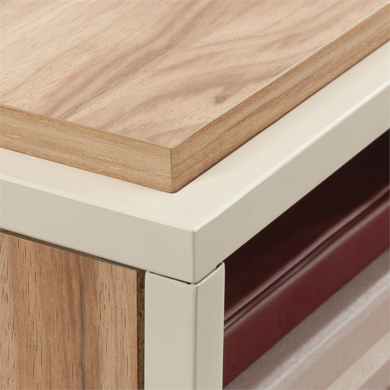 Sauder Loft Engineered Wood L-Desk in Kiln Acacia-Brown Finish