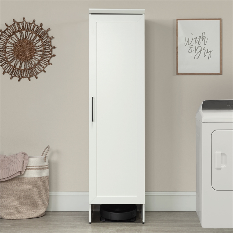 Sauder HomePlus Engineered Wood Robot Vacuuum Storage Cabinet in Soft White