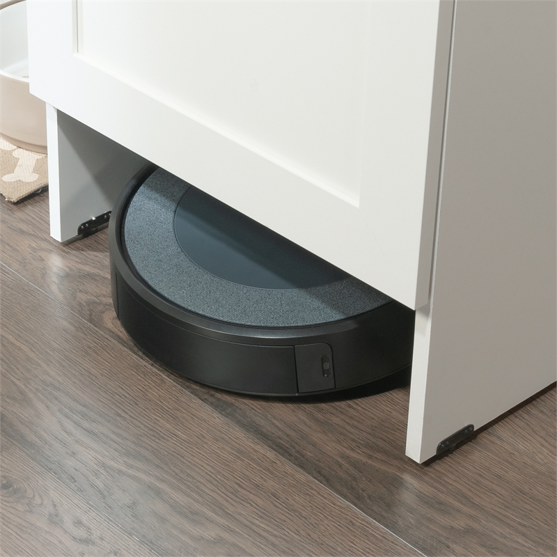 Sauder HomePlus Engineered Wood Robot Vacuuum Storage Cabinet in Soft White